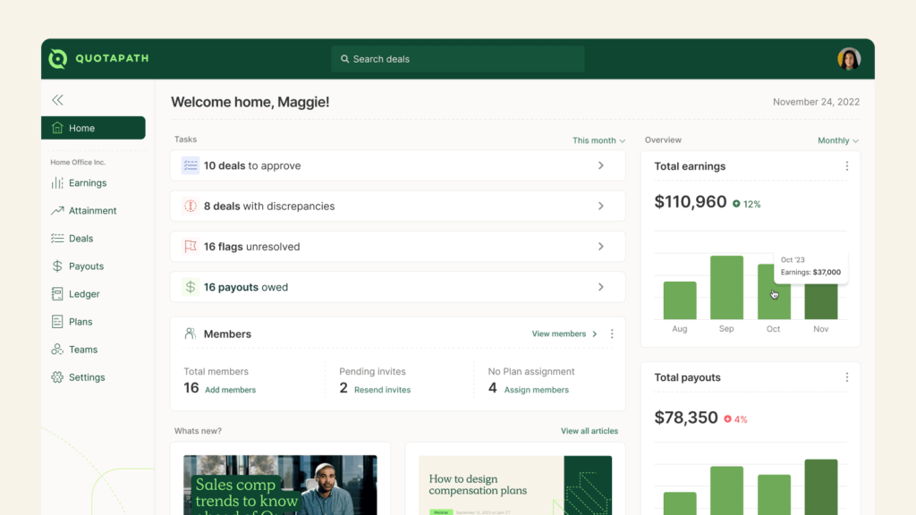 compensation dashboard showing visibility and automation