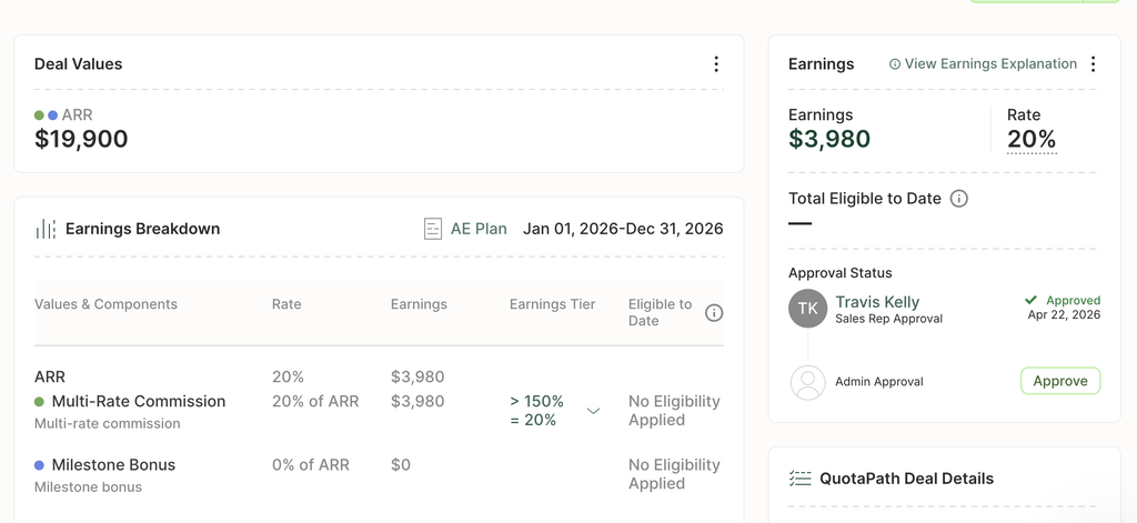 deal-level commission reporting