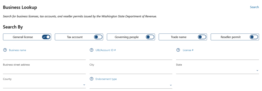 washington state department screenshot