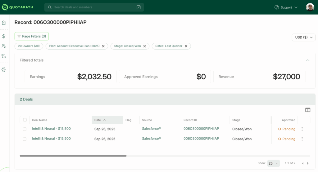 split commissions in QuotaPath